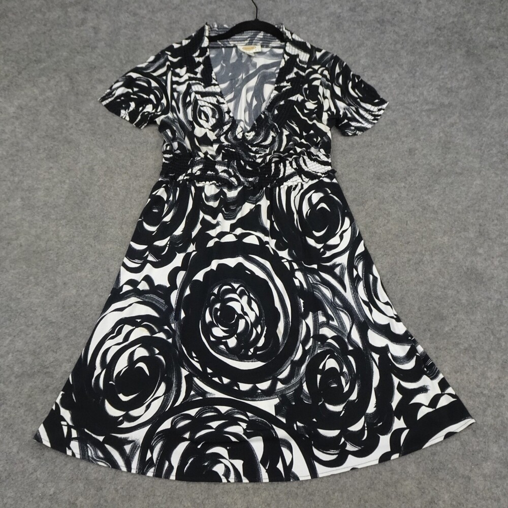 Talbots Dress Womens Petite Medium PM Black Floral Career Party Summer Maxi